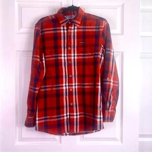 Wrangler Men's Red Plaid Utility Button Down Shirt
